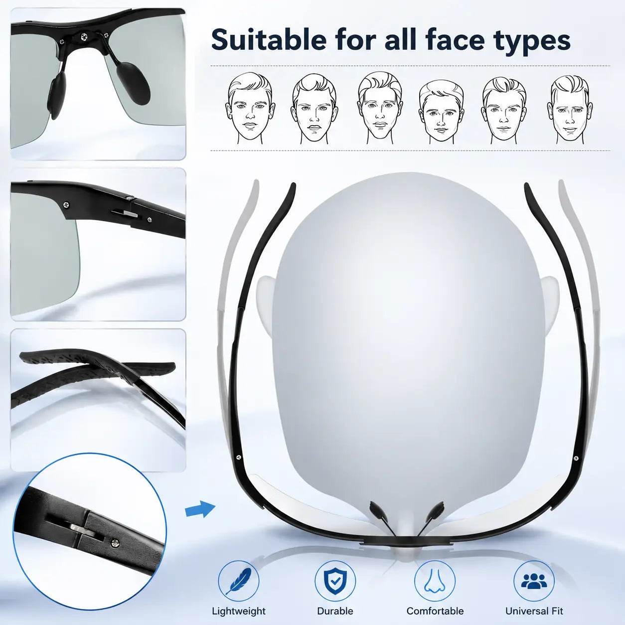 Unisex Fashion Polarized Sunglasses, UV400 Anti Blue Light Sun Glasses