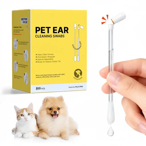 ✨Pet Ear Cleaning Swabs – 100 Pack, Gentle & Alcohol-Free for Dogs & Cats