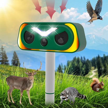 Upgraded Solar Ultrasonic Animal Repellent Outdoor
