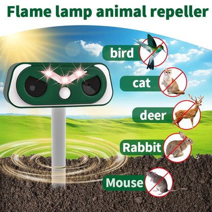 Upgraded Solar Ultrasonic Animal Repellent Outdoor