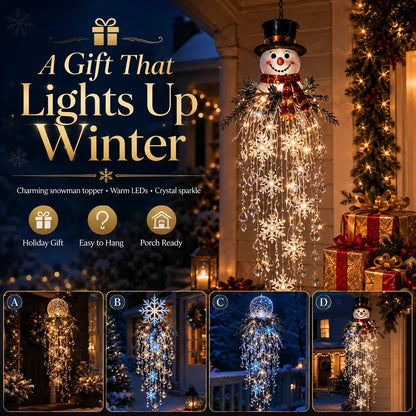 Crystal Cascade Christmas Light™ – Hängande LED-dekoration för verandan: snöflingor och kristaller ✨❄️