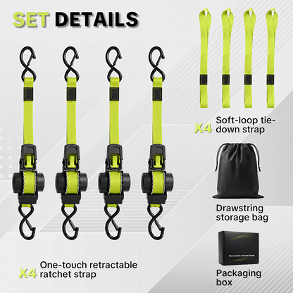 🔒 Retractable Ratchet Straps - 1550 lbs Heavy Duty Cargo ⚙️