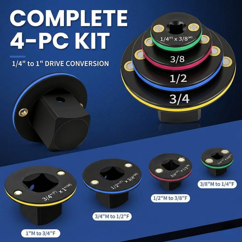 Magnetic Socket Adapter Kit | 4-Piece Low Profile CR-MO Impact Adapter Set