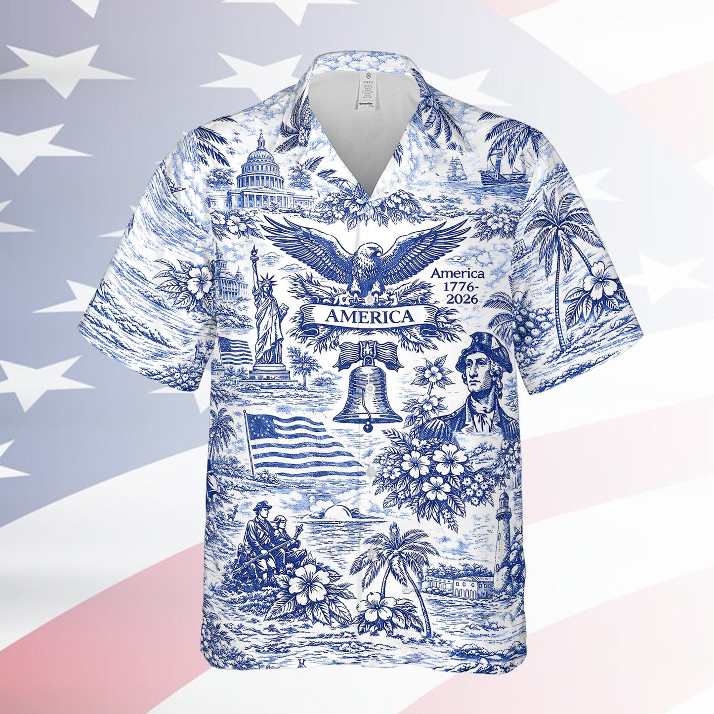 250 Years of America Hawaiian Shirt 1776–2026 | Vintage Patriotic AOP Hawaii Shirt