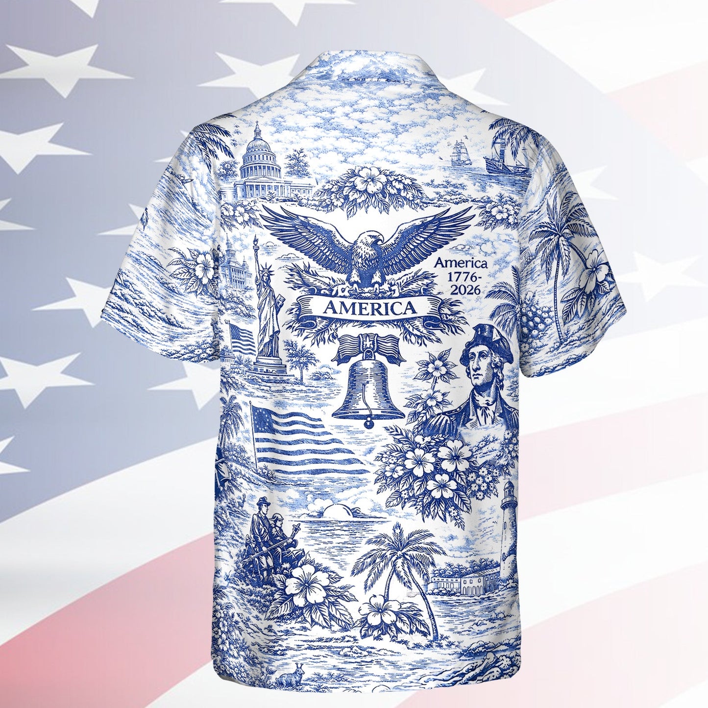 250 Years of America Hawaiian Shirt 1776–2026 | Vintage Patriotic AOP Hawaii Shirt