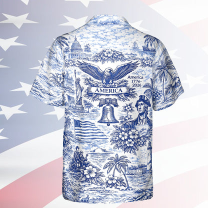 250 Years of America Hawaiian Shirt 1776–2026 | Vintage Patriotic AOP Hawaii Shirt
