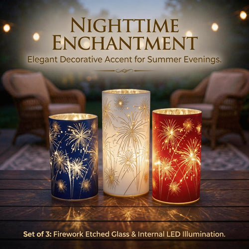 🎇Celebration Firework Lanterns – Premium Patriotic Red, White & Blue Trio