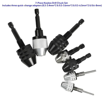 2-Piece Keyless Drill Chuck Adapter Set – 1/4′′ Hex Quick Change (0.3-8mm) for Impact Drivers & Power Tools