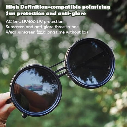 Adjustable Tint Polarized Round Sunglasses | ND9 Stepless 1-9 Gears