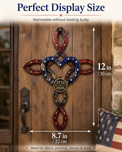 ❤️ Last Day 49% OFF｜🦅 Handmade in USA America 250th Horseshoe Cross Decor