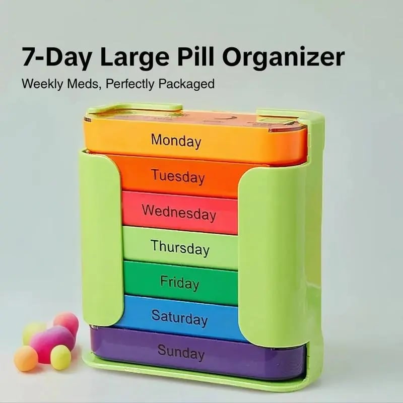 7-day Pill Storage Box, 1 Count Portable Large Capacity Pill Organizer, Daily Pill Storage Box