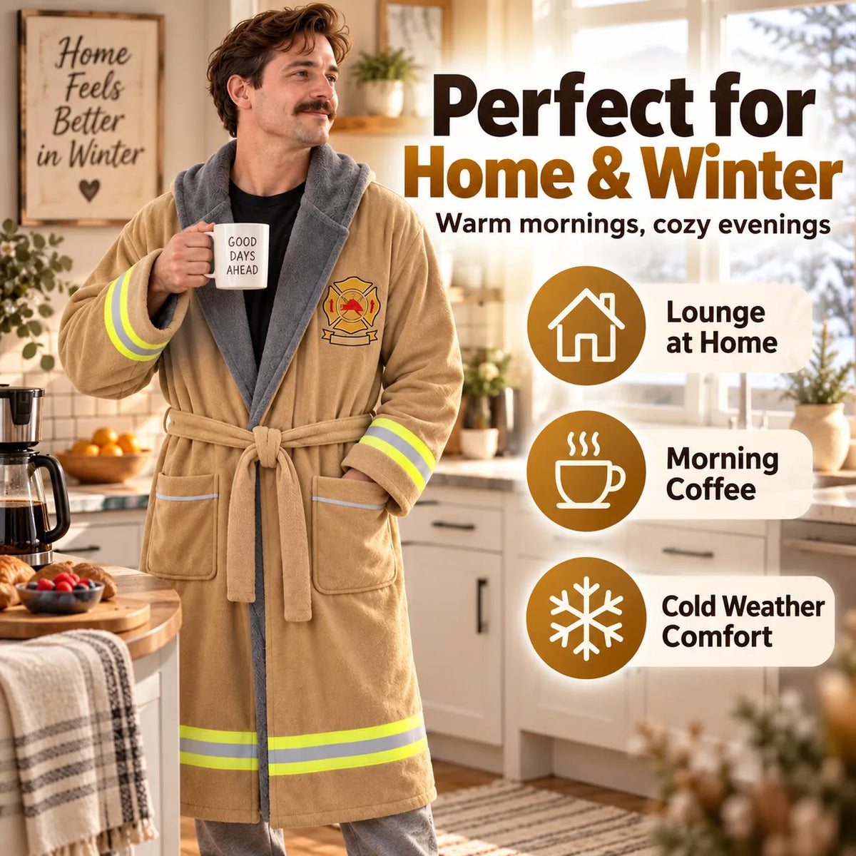 🚒🔥 Firefighter Robe — Stay Cozy Off Duty with Bold Firefighter Style!