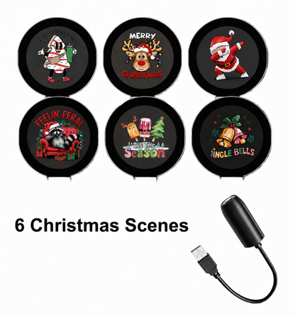 HD Holiday Scene Projector – Swappable Discs, USB Plug & Play | Christmas, Halloween & Galaxy