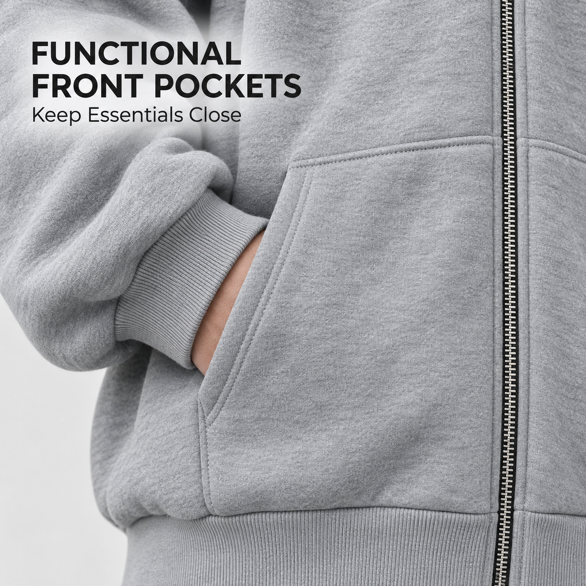 Full Zip Face Mask Hoodie - Premium Fleece Lined Hooded Sweatshirt, Trendy Y2K Streetwear Jacket for Spring & Fall 🧥