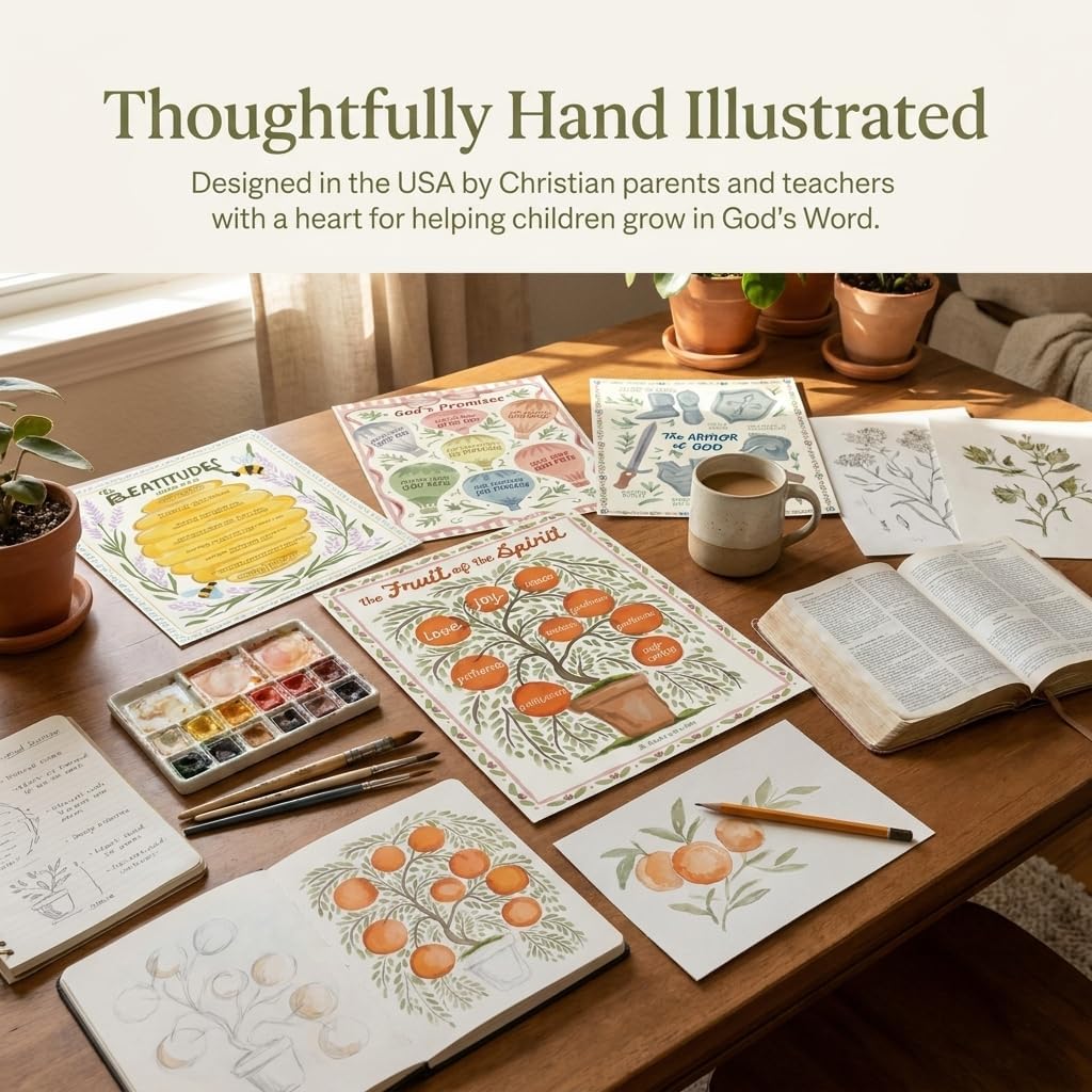 Bible Posters, 15pc, Hand Drawn, 14x11 inch, Laminated