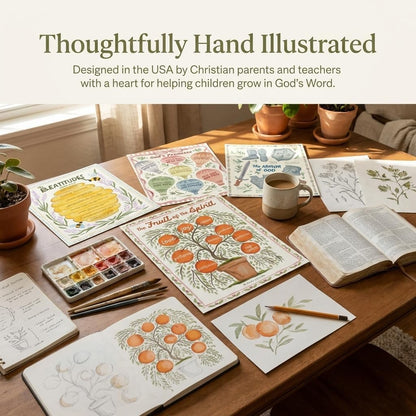Bible Posters, 15pc, Hand Drawn, 14x11 inch, Laminated