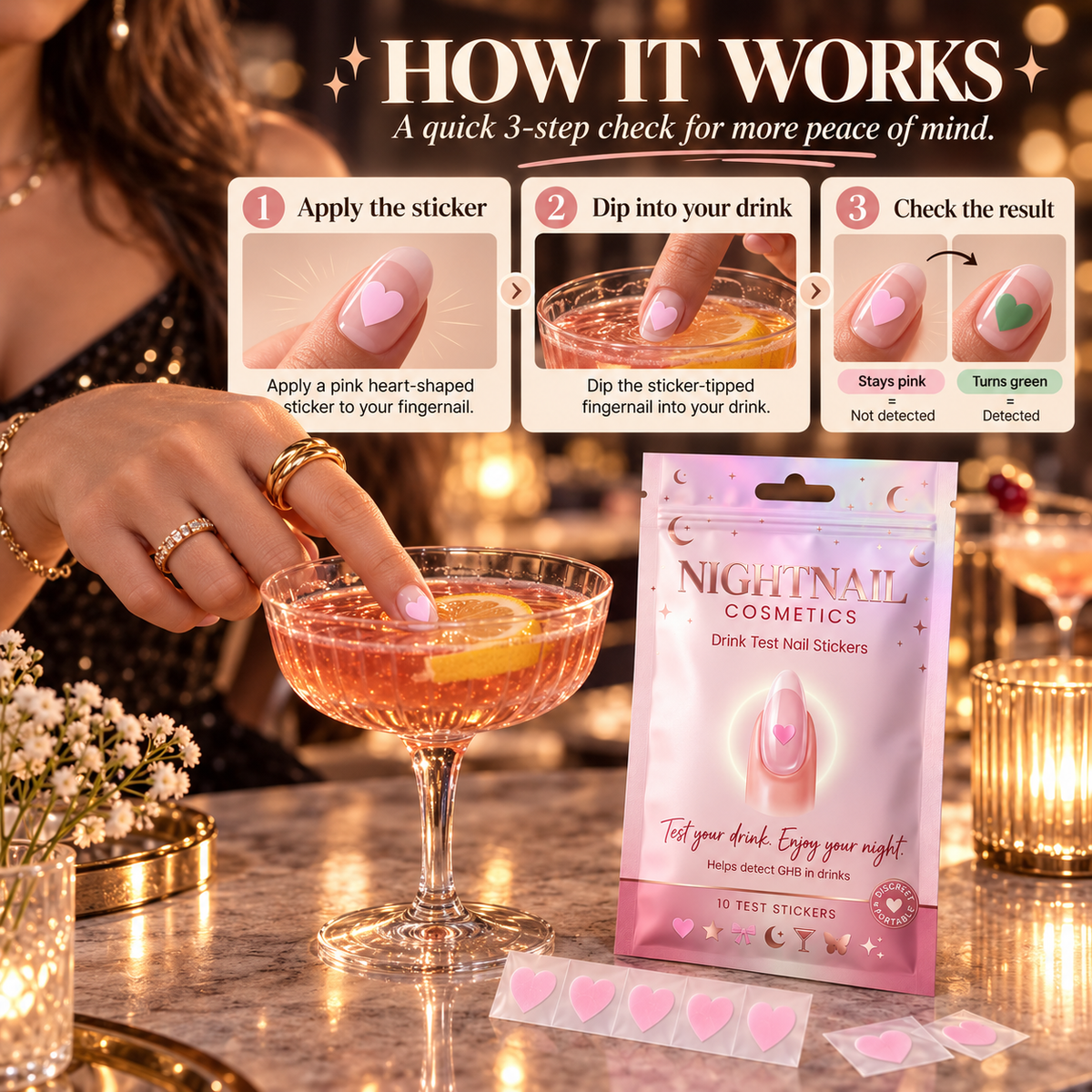 Night Nail Drink Testing Sticker