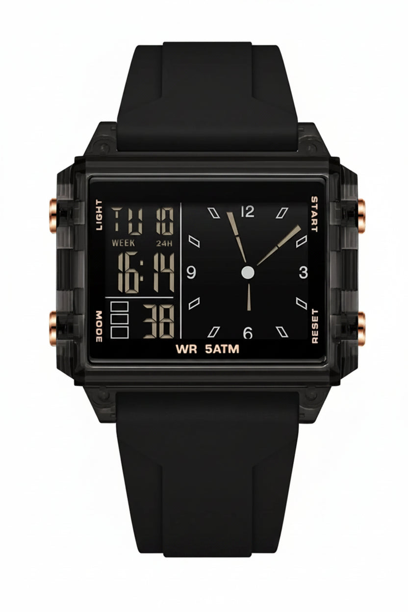 Analog-Digital Sport Watch – Waterproof, Luminous & Multi-Function