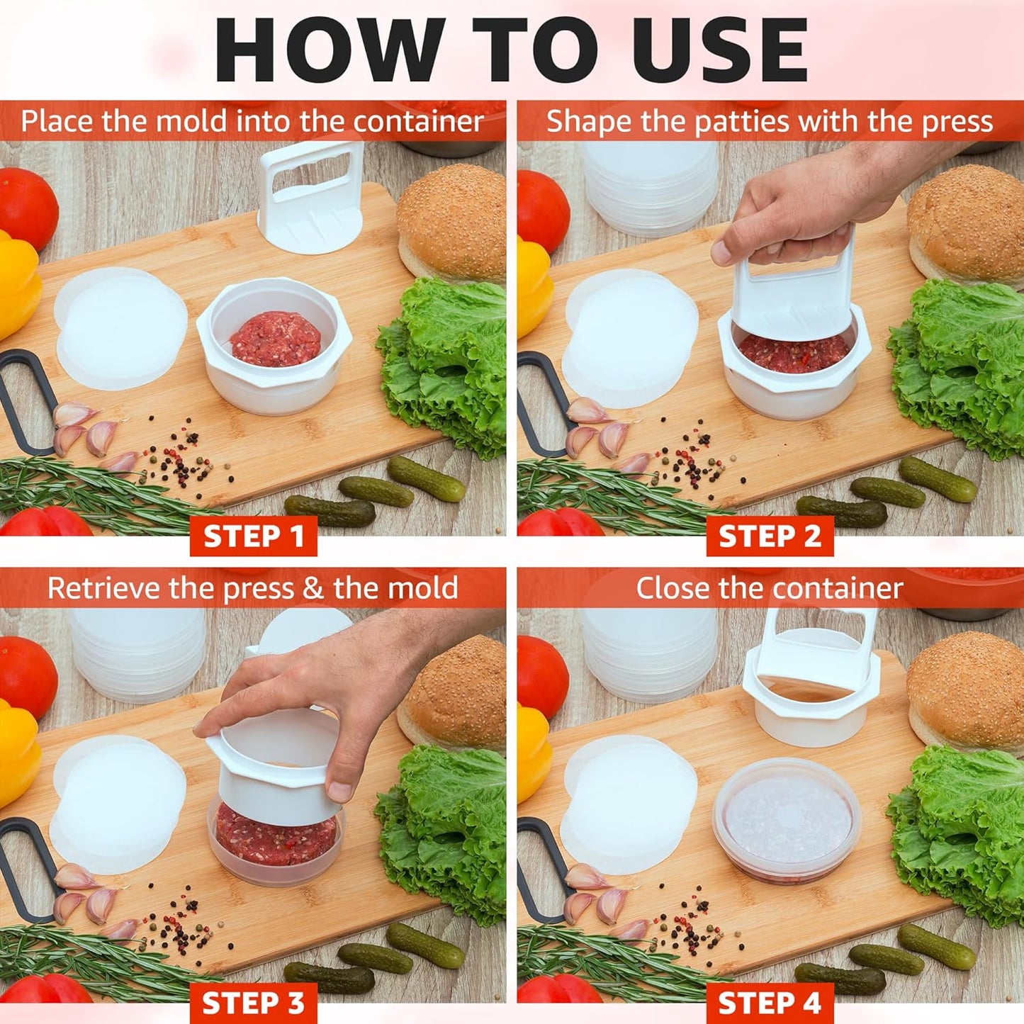 Hamburger Press Patty Maker - 4 in 1