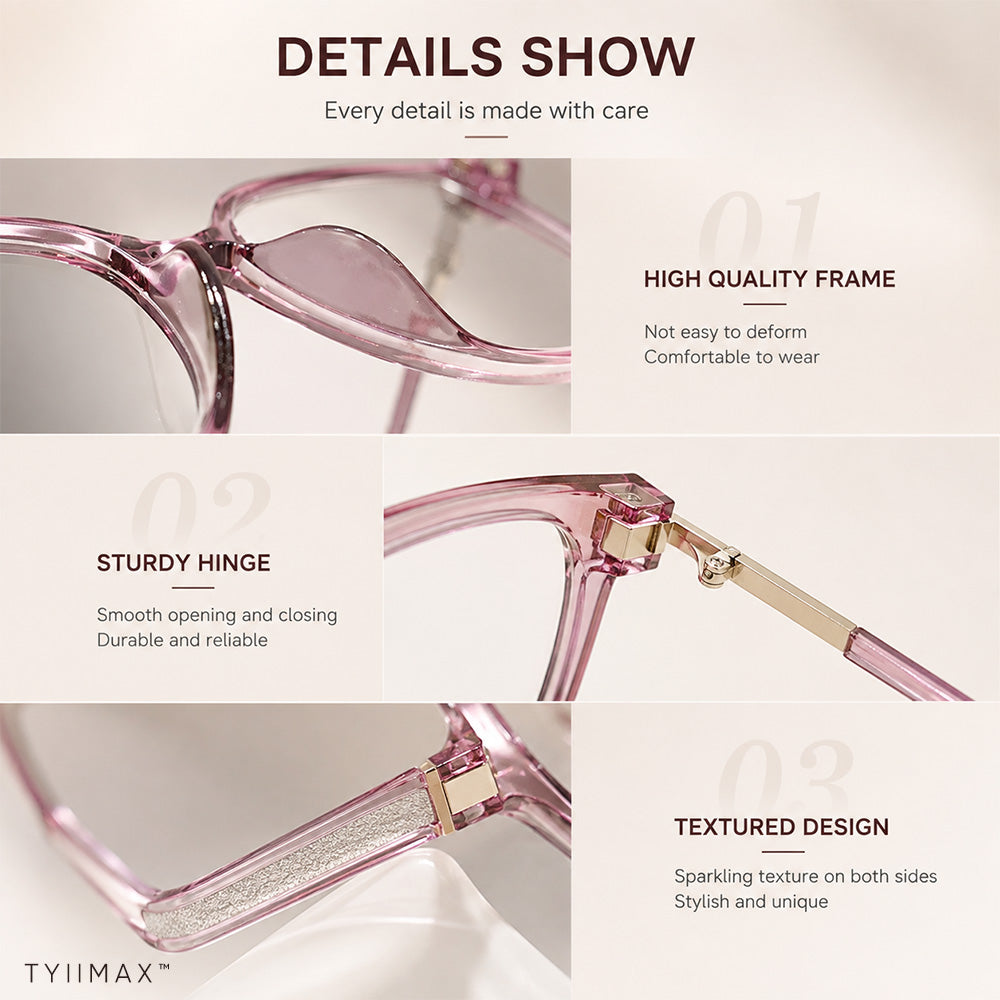 🕶️ Oversized Fashion Prescription Glasses – Trendy Photochromic Lenses with Blue Light Blocking ✨