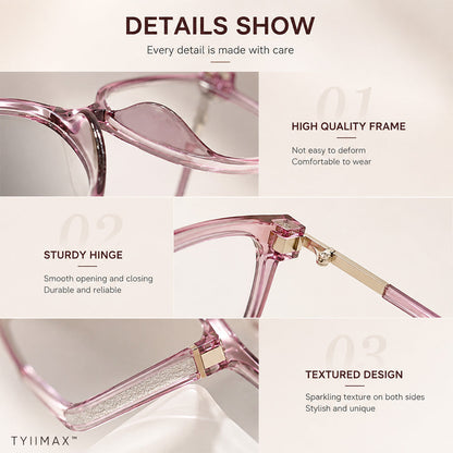 🕶️ Oversized Fashion Prescription Glasses – Trendy Photochromic Lenses with Blue Light Blocking ✨