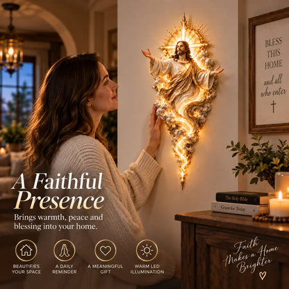✝️ Light of the World Jesus Wall Sculpture – A Radiant Symbol of Faith for the Home