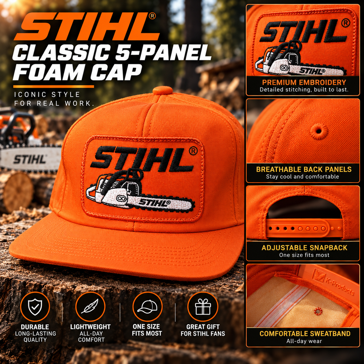 STIHL Vintage Chainsaw Patch Flat Bill Cap