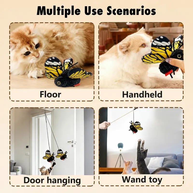 🎁50K+ SOLD! Almost Gone✨🦋 Fluttering Electric Butterfly Cat Toy | Interactive Moving Playmate for Indoor Kitties