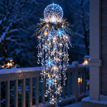 ✨ Limited-Time 45% OFF | Crystal Cascade Christmas Hanging Light – Magical Porch Glow