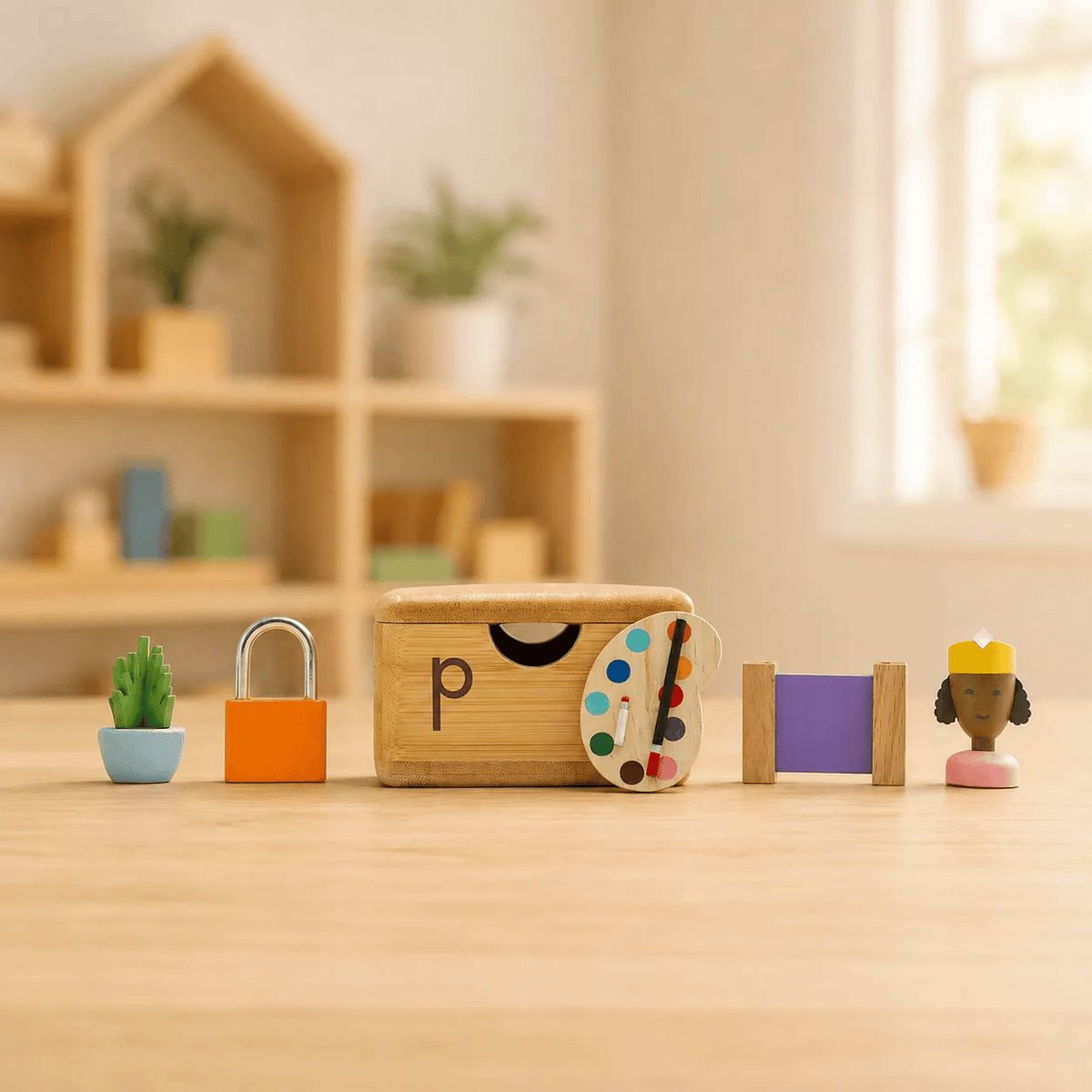 Montessori Phonics Cabinet with 120 Miniature Objects
