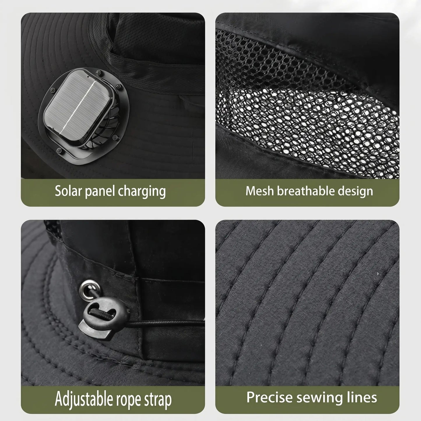 🔥2026 New 3-Solar-Fan Cooling Hat — UPF50+ Sun Protection, Triple-Power Rechargeable, & Water-Resistant