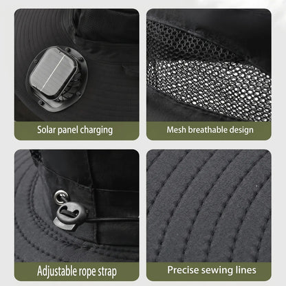 🔥2026 New 3-Solar-Fan Cooling Hat — UPF50+ Sun Protection, Triple-Power Rechargeable, & Water-Resistant