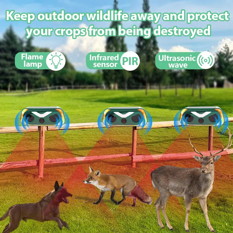 Upgraded Solar Ultrasonic Animal Repellent Outdoor