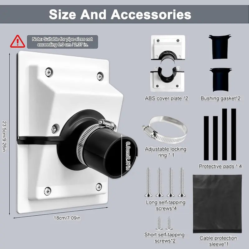 Wall Penetration and Line-Set Cover Kit, Separable AC Line Setting Wall Cover Plate Kit with Soft Gasket