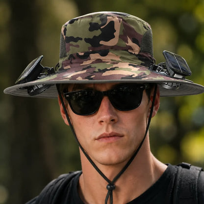 ⚡Hot Sales 49% OFF🔥Solar-Powered Outdoor Cooling Fan Hat – Wide Brim Sun Protection, Dual Fans, 3 Speeds, USB + Solar Charging, Unisex