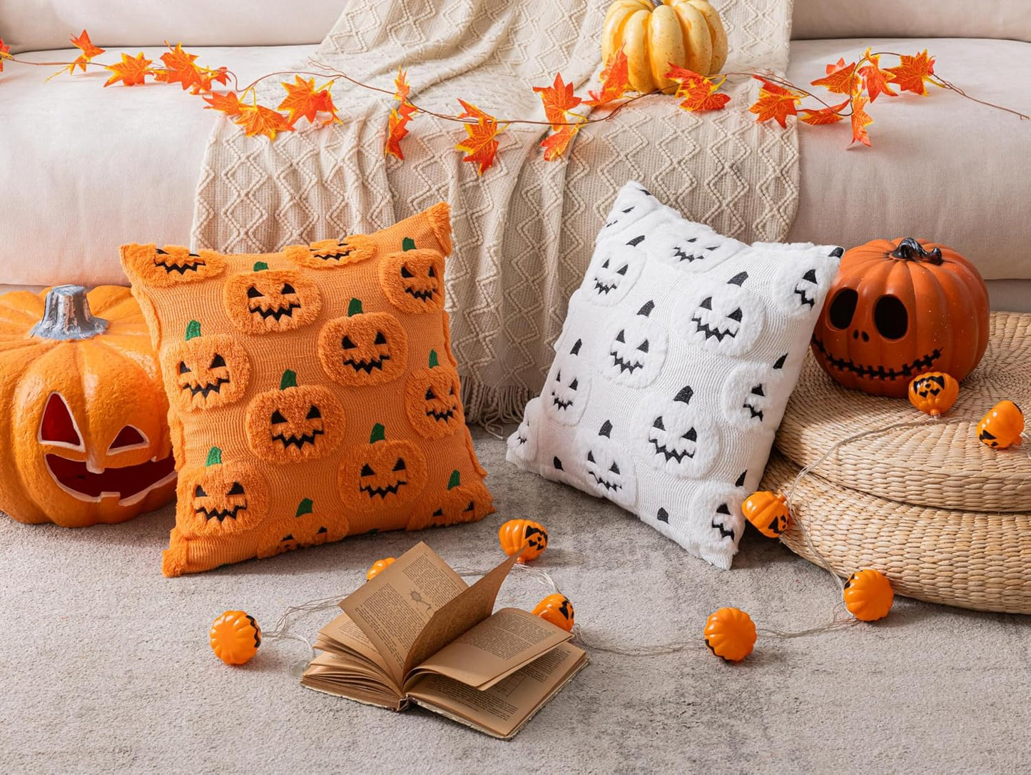 👻 Halloween Ghost Throw Pillow Covers | Spooky Cute Seasonal Decor