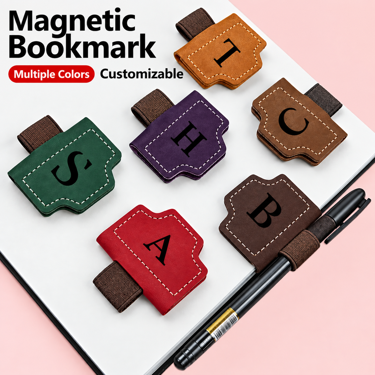 LAST DAY 70% OFF - Personalized Magnetic Leather Pen Holder Bookmark
