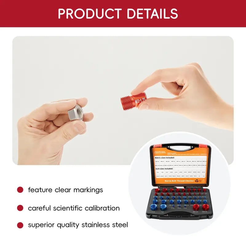 🔩 Nut & Bolt Thread Checker Gauge Set | 26PCS / 44PCS Two Options Available