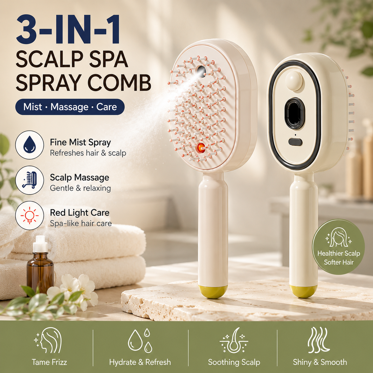 💫SAVE 58% NOW🪮✨Steam Mist Straightening Comb – Easy Salon-Like Hair