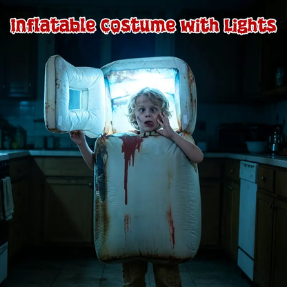 Kids Scary Halloween Inflatable Refrigerator Costume with LED Lights
