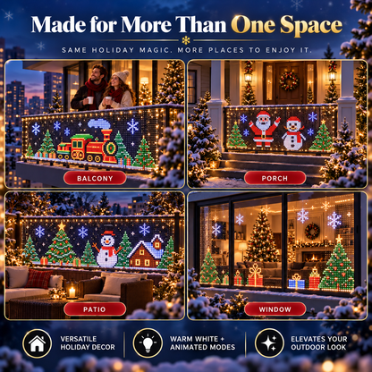 🎄 Smart RGB Pixel Balcony Lights – App-Controlled Animated Holiday Display for Balcony & Window Decor-2m*2m