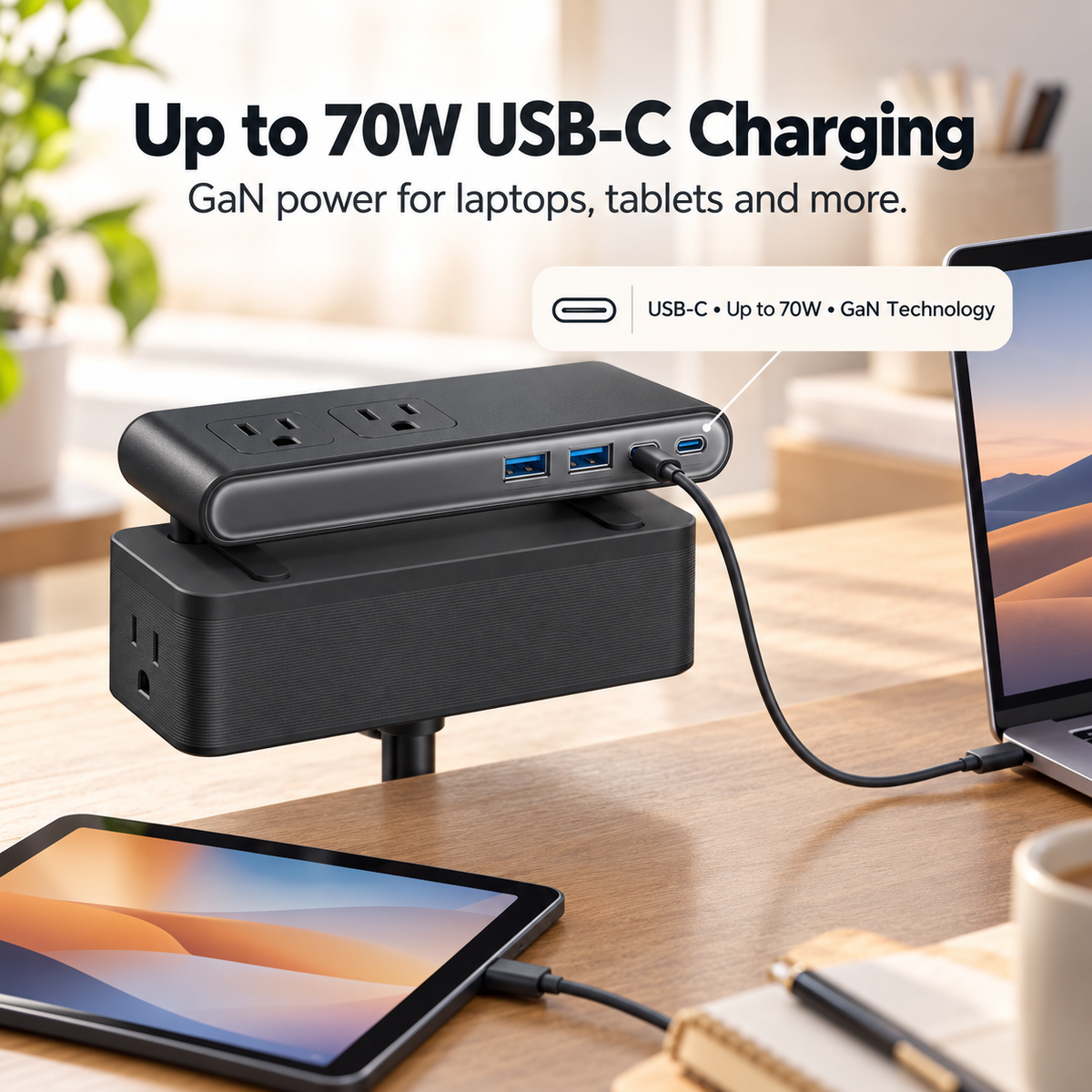 Desk Clamp with 1500 Surge Protector Socket