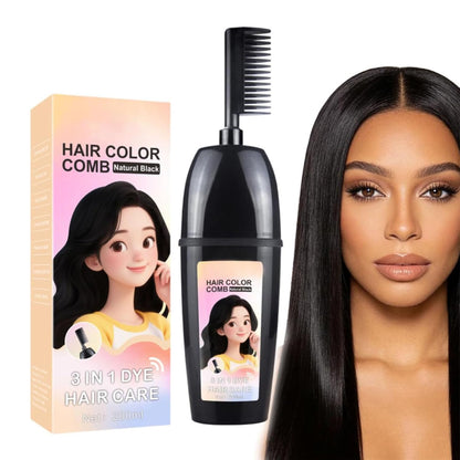 3-In-1 Herbal Hair Dye Comb– Easy No-Mix At Home Hair Color & Gray Coverage with Argan Oil