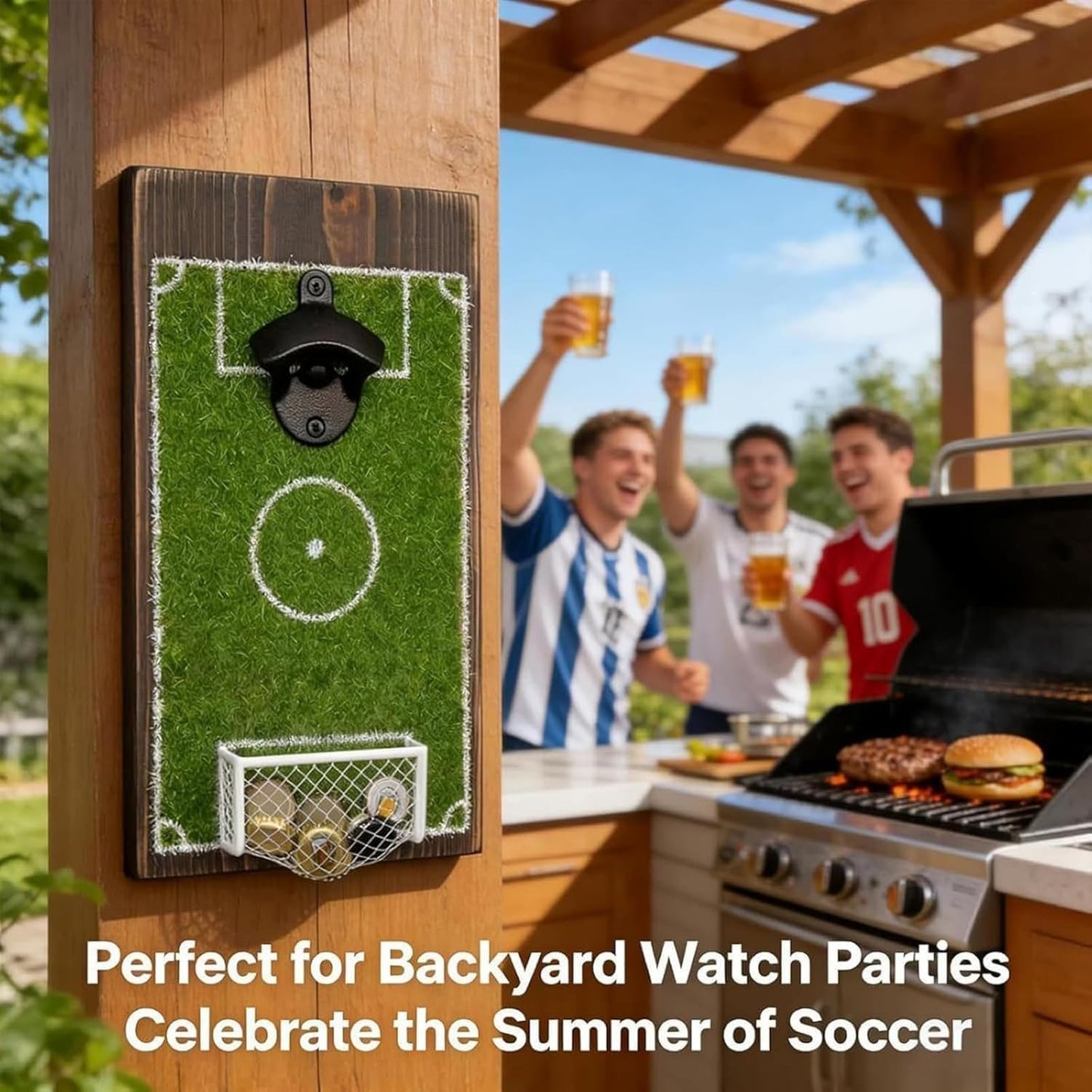 ⚽2026 Soccer Field Wall-Mounted Bottle Opener & Cap Catcher - Creative Football Bar Decor