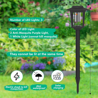 2-in-1 Solar Powered Mosquito Zapper & Weatherproof Garden Pathway Light
