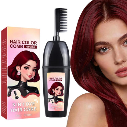 3-In-1 Herbal Hair Dye Comb– Easy No-Mix At Home Hair Color & Gray Coverage with Argan Oil
