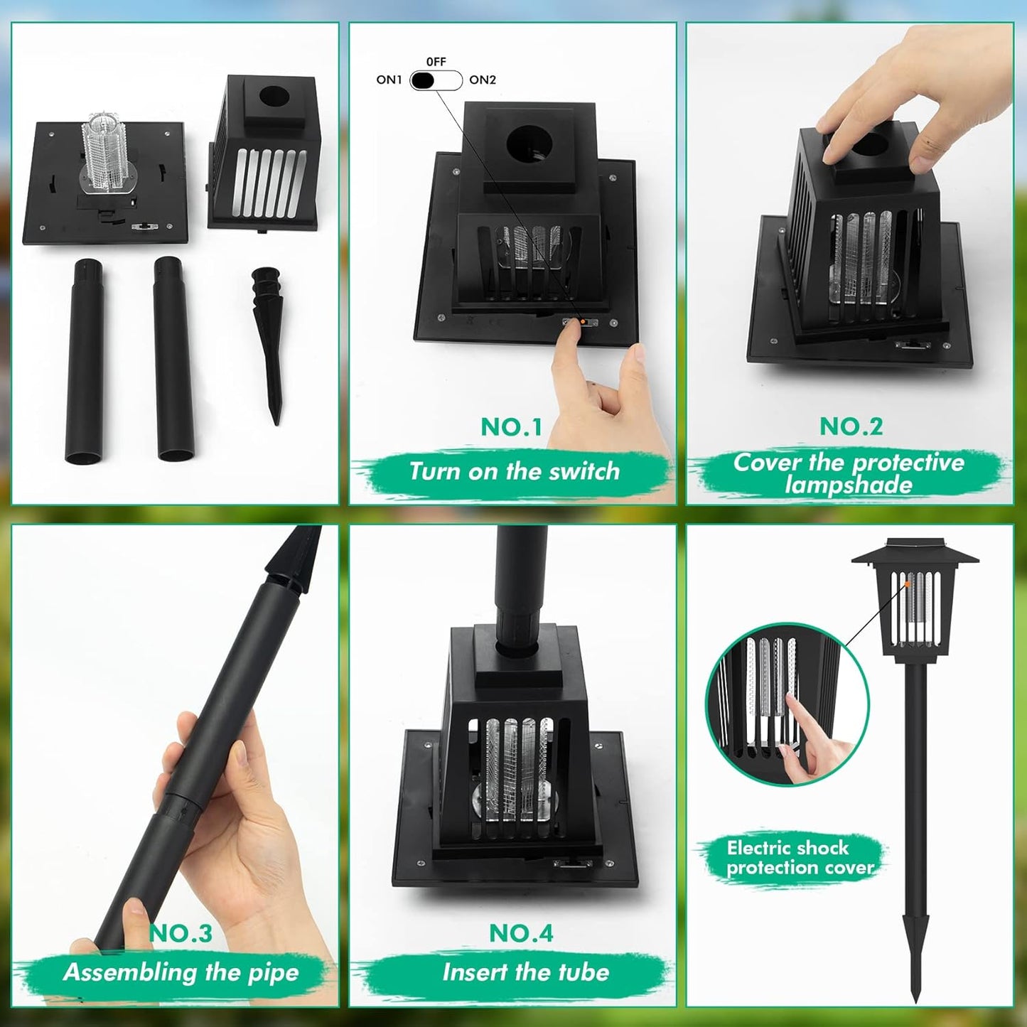 2-in-1 Solar Powered Mosquito Zapper & Weatherproof Garden Pathway Light