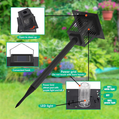 2-in-1 Solar Powered Mosquito Zapper & Weatherproof Garden Pathway Light