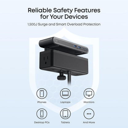 Desk Clamp with 1500 Surge Protector Socket
