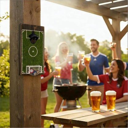 ⚽2026 Soccer Field Wall-Mounted Bottle Opener & Cap Catcher - Creative Football Bar Decor